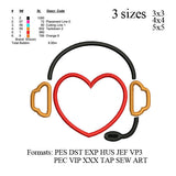 Heart listening to music applique embroidery machine, heart listening to music embroidery pattern, embroidery designs No 632