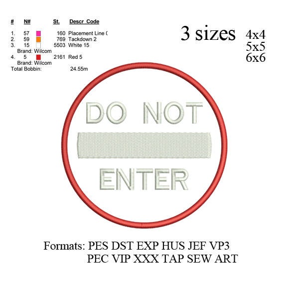 Do not enter Sign Applique embroidery machine, embroidery pattern ,embroidery designs N897