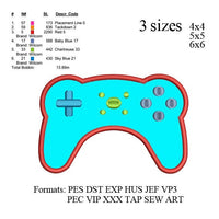 Video Game Controller Applique Embroidery Design DIGITAL DOWNLOAD No 599 ... 3 sizes