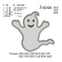 Halloween Ghost Applique embroidery machine,Halloween Ghost Applique embroidery pattern, embroidery designs no 601... 3 sizes