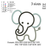 Little Elephant applique Embroidery Design,elephant embroidery pattern No 621 ... 3 sizes