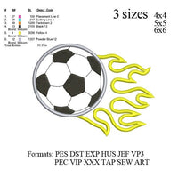 Soccer ball applique embroidery design, Soccer ball applique embroidery machine, embroidery pattern No 664 ... 3 sizes