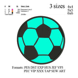 Soccer ball applique embroidery design, Soccer ball applique embroidery machine, embroidery pattern No 666 ... 3 sizes