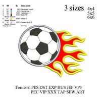 Soccer ball applique embroidery design, Soccer ball applique embroidery machine, embroidery pattern No 664 ... 3 sizes