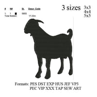 Goat Silhouette embroidery design,chèvre motif de broderie , embroidery pattern, embroidery designs  3 sizes  No 708
