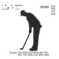 Golfer Embroidery Design. Golfer silhouette. Mini Golfer Design. Mini Golf Embroidery Designs, embroidery pattern No 713