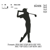 Golfer Embroidery Design. Golfer silhouette. Mini Golfer Design. Mini Golf Embroidery Designs, embroidery pattern No 715
