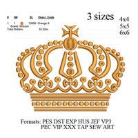 Royal Crown Embroidery Design. Machine Embroidery Design. Tiara embroidery. Princess Crown Embroidery. Mini Crown 3 sizes No 701