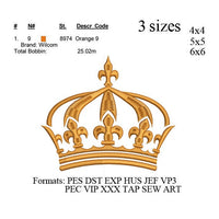 Crown embroidery design, Crown embroidery pattern N743