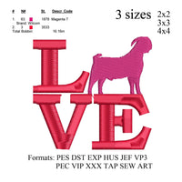 goat love embroidery design