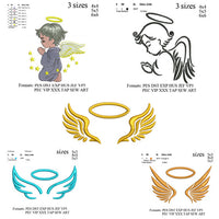 Angel Set embroidery design, 5 designs, angel embroidery pattern,embroidery angle, No 795 .... 3 sizes