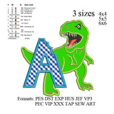 Scary T-rex Dinosaur Applique birthday Embroidery, Dinosaur biting A design No 746 ... 3 sizes
