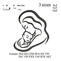 Mother and baby embroidery machine,Mom and baby embroidery pattern,heart embroidery designs No 823....3 sizes