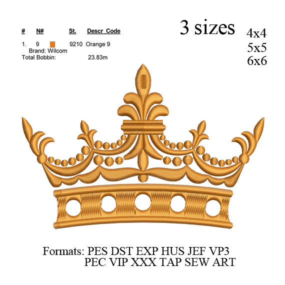 Princess Crown embroidery design,Crown embroidery pattern,mini crown embroidery,Tiara embroidery design girly crown embroidery design N699