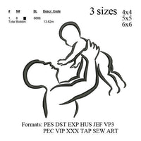 Father and baby embroidery machine . love embroidery pattern, heart embroidery design N827  instant download
