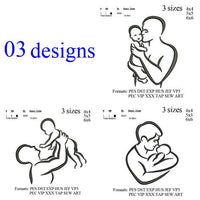 Father and baby set embroidery machine, love embroidery pattern, heart embroidery design N835  instant download