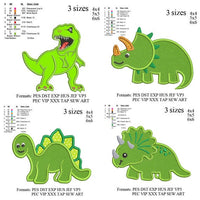 Scary T-rex Dinosaur Applique pack,04 Embroidery Designs,Dinosaur embroidery patterns No 838... 3 sizes