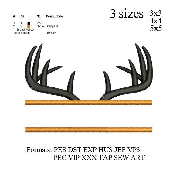 Split Deer antler embroidery machine .Split Deer antler embroidery pattern .Deer antler, embroidery designs No 843