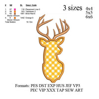 Set of 8 Deer Embroidery Designs, Deer Head Applique Designs, Deer Antlers Machine Embroidery Designs No ..844