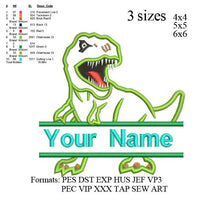 Split T-rex dinosaur Applique Embroidery Design,Dinosaur embroidery pattern No 849 ... 3 sizes