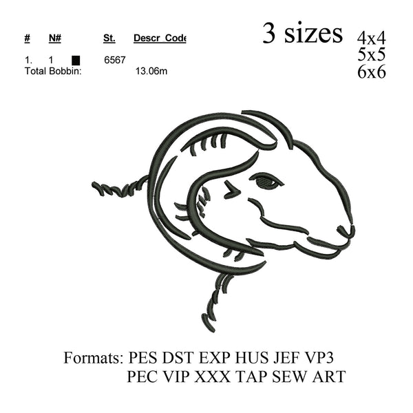goat head embroidery designs