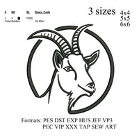 Goat head embroidery design,motif de broderie chèvre, embroidery designs No 818 ...  3 sizes