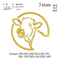 Cow head embroidery design, Cow head embroidery pattern,N820