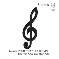 musical note embroidery, Note embroidery machine. embroidery pattern . No 873... 3 sizes