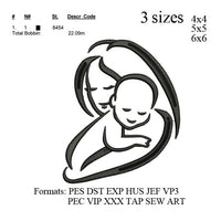 Mother and baby embroidery machine,Mom and baby embroidery pattern,heart embroidery designs No 466....3 sizes