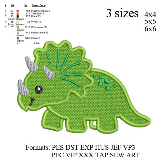 Dinosaur Applique Embroidery Design,Dinosaur embroidery pattern N832
