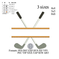 Golf set embroidery designs . golfer embroidery pattern, set of 7 designs, No 898 ... 3 sizes