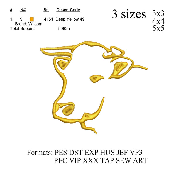 calf embroidery design,embroidery design calf head,calf pattern N803 ...  3 sizes