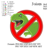 T-rex dinosaur Stop sign applique Embroidery Design,T-rex dinosaur road sign applique embroidery pattern No 850... 3 sizes