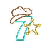 Sheriff number 7 7th birthday applique embroidery design,Sheriff number 7 7th birthday Applique embroidery machine, k810 , instant download