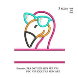 Split Flamingo Applique embroidery design,Split Flamingo with glasses applique embroidery machine k943 , instant download