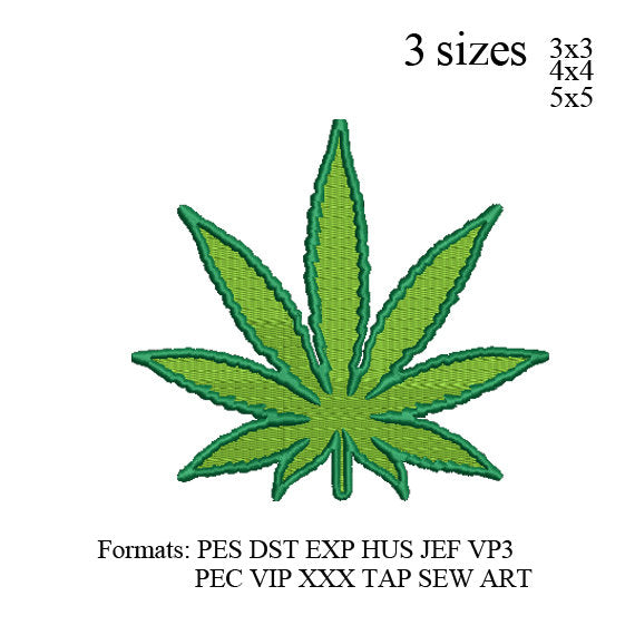 Marijuana Cannabis Leaf Embroidery Design,Machine Embroidery Designs,Embroidery File,embroidery patter No:862