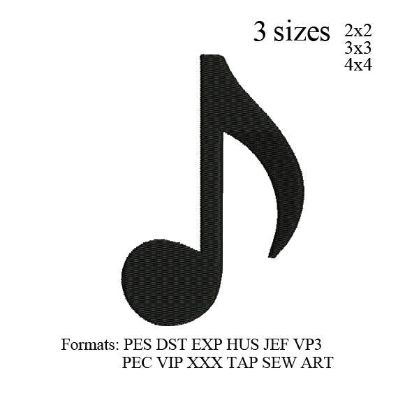 musical note embroidery, Note embroidery machine. embroidery pattern . No 870... 3 sizes
