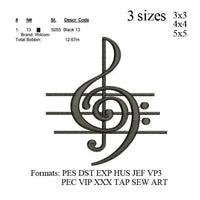 Musical notes set embroidery, Notes  set embroidery machine. embroidery pattern . No 872... 3 sizes