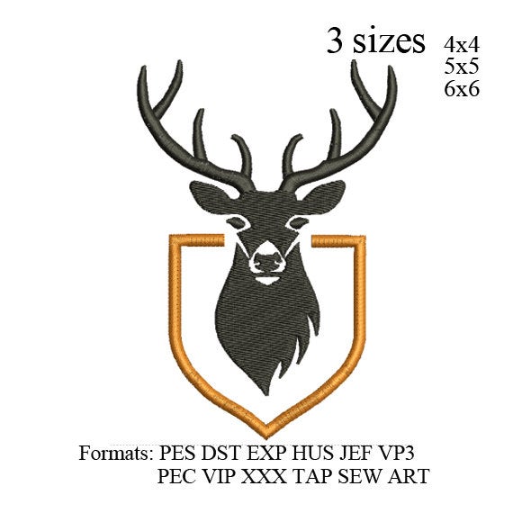 Deer embroidery machine, Deer embroidery design, Deer head, embroidery designs N878