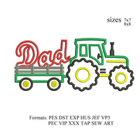 Dad Tractor Applique embroidery design,Father's day love applique Embroidery Pattern, k960