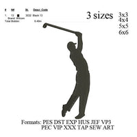 Golf set embroidery designs . golfer embroidery pattern, set of 7 designs, No 898 ... 3 sizes