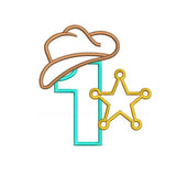 Sheriff number 1 1st birthday applique embroidery design,sheriff number 1 1st birthday Applique embroidery machine, k806 , instant download