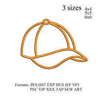 Baseball Hat applique embroidery design, DIGITAL DOWNLOAD N906 ... 3 sizes
