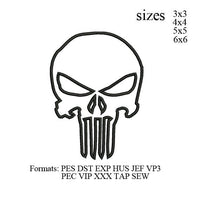 Punisher skull outline embroidery machine. embroidery pattern No 1014 . embroidery designs