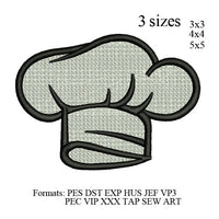 Chef hat embroidery design,Chef Hat fill stitches embroidery machine, k1039 , instant download