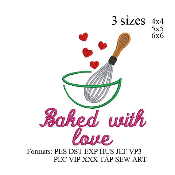 Baked With Love cooking filled embroidery design,embroidery machine, k1057 , instant download