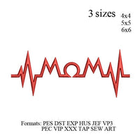 Mom love mom ecg love embroidery design mom EKG Heart Line mom embroidery design,  embroidery machine, k1042 , instant download