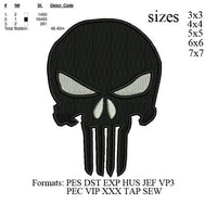 Punisher skull embroidery machine. embroidery pattern . embroidery design No 451TER