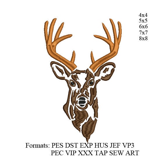 Reindeer Head embroidery design,Deer head embroidery machine k1109 , instant download