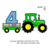 Set of Tracror applique birthday numbers.10 Tractor Applique numbers set embroidery machine, k939 , instant download